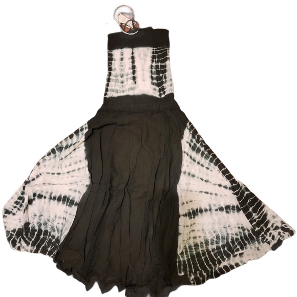 Black Tie-Dye Strap Dress - One Size Fits Most - Picture 2 of 6